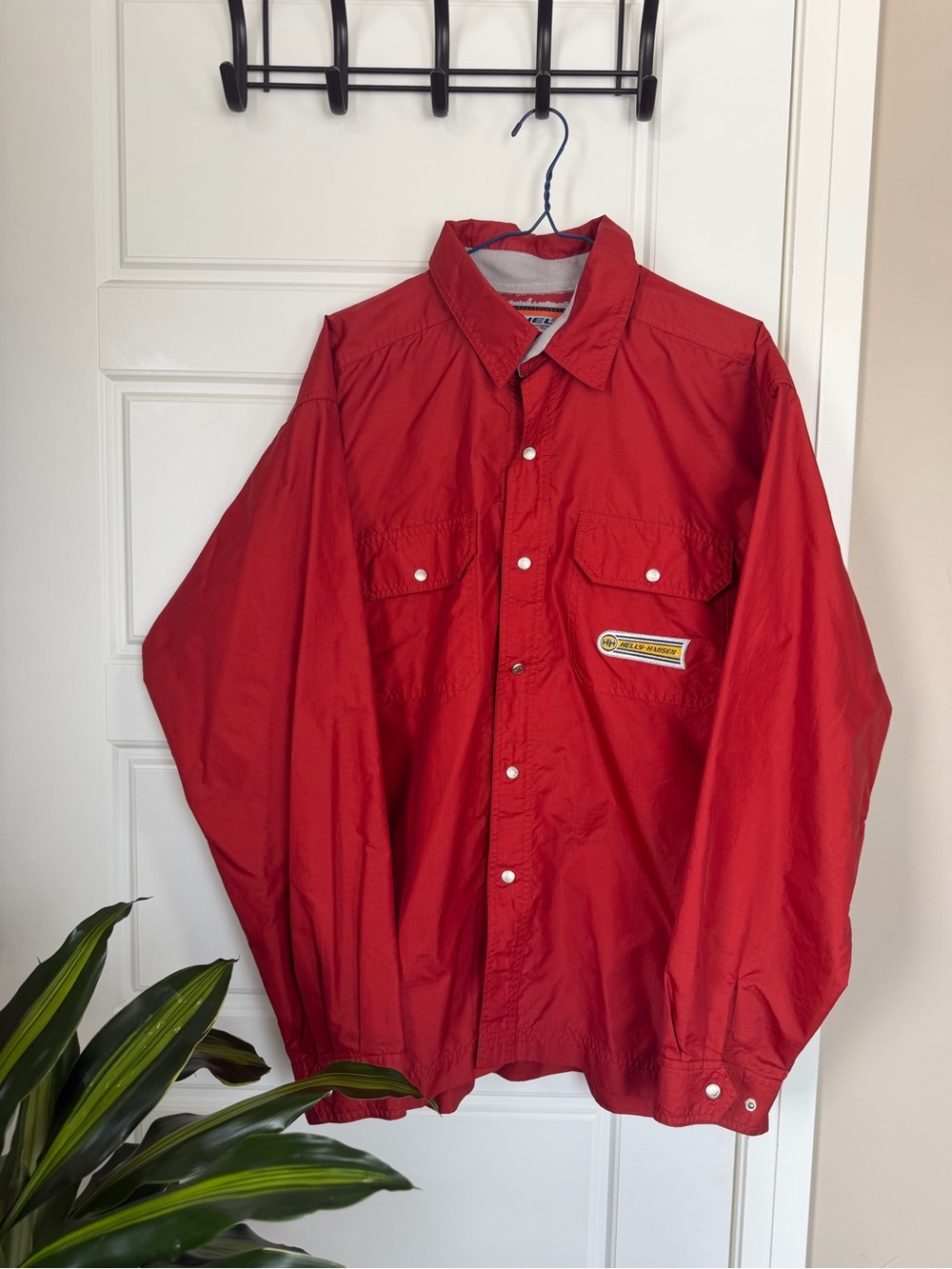 Vintage Helly Hansen Red Lightweight Button-Up Shirt Jacket